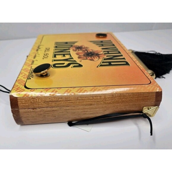 Havana Honeys Del Sol Vintage Wood Cigar Box Purse Orsons Place New W/strap - Picture 6 of 10